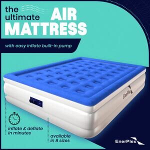 NWT EnerPlex Queen Air Mattress with Built-In Pump, Raised Double High